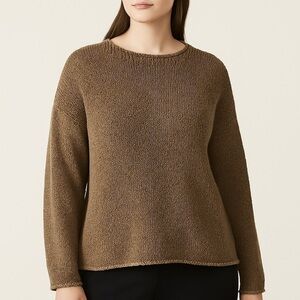 Marina Rinaldi Chunky Knit Sweater Brown Textured Relaxed Fit Size Large